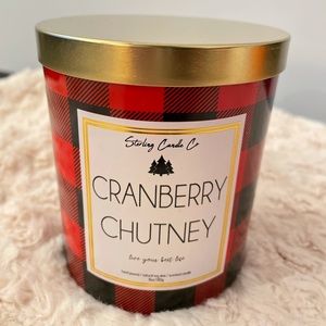 Christmas Decor Candle - Gold/Red Flannel Print